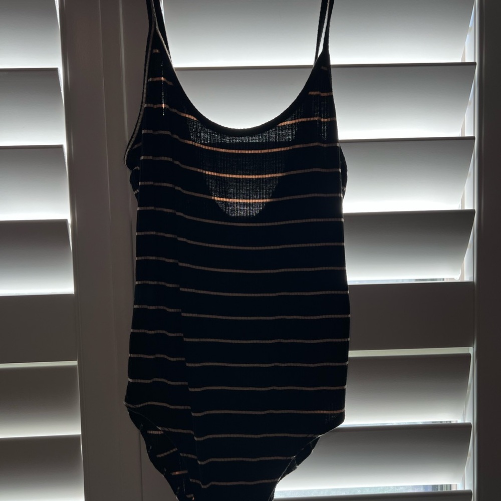 Forever 21 Black and White Striped Bodysuit